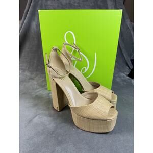 Sam Edelman Kori Platform Shoes Women's Size 11 Beechwood Basketweave Heels